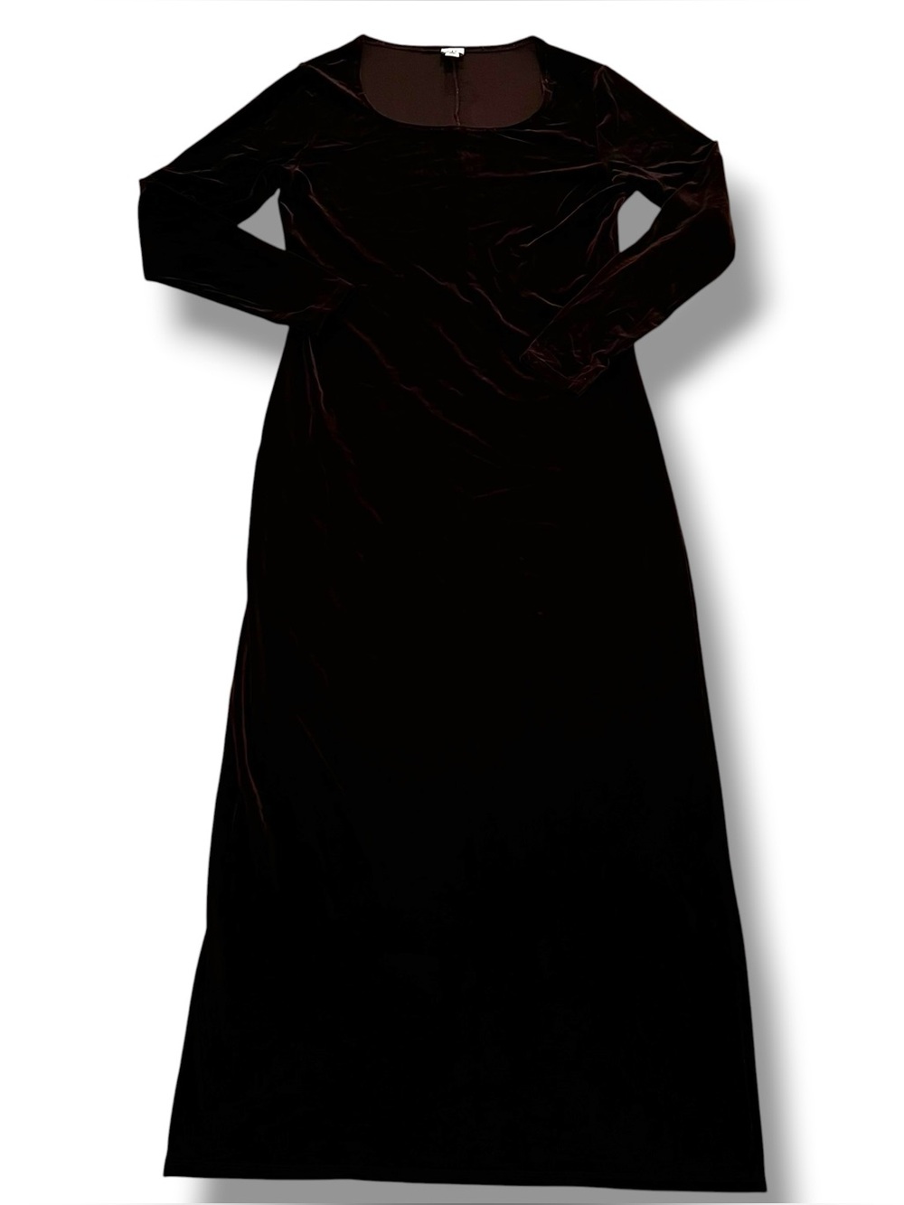 Vtg 90s Gap Brown Velvet Maxi Dress Sz M Minimalist Grunge Whimsigoth F-4